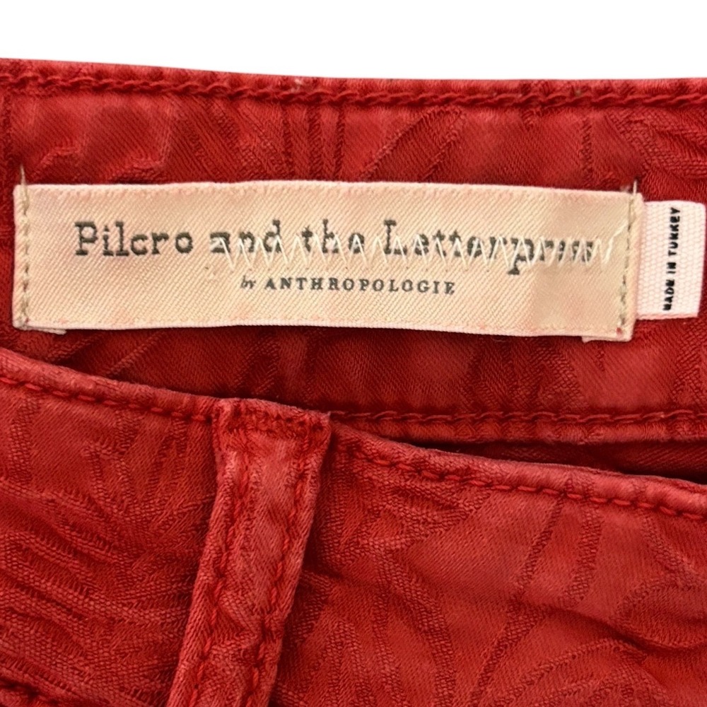Pilcro and the Letterpress Anthropologie Red Floral Jacquard Skinny Boho Jean 30 - Picture 4 of 13